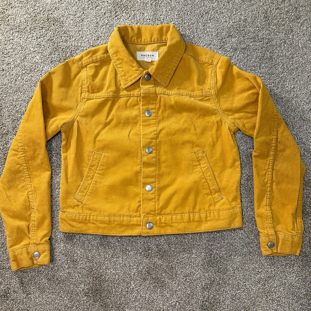 Pacsun yellow button up ribbed jacket